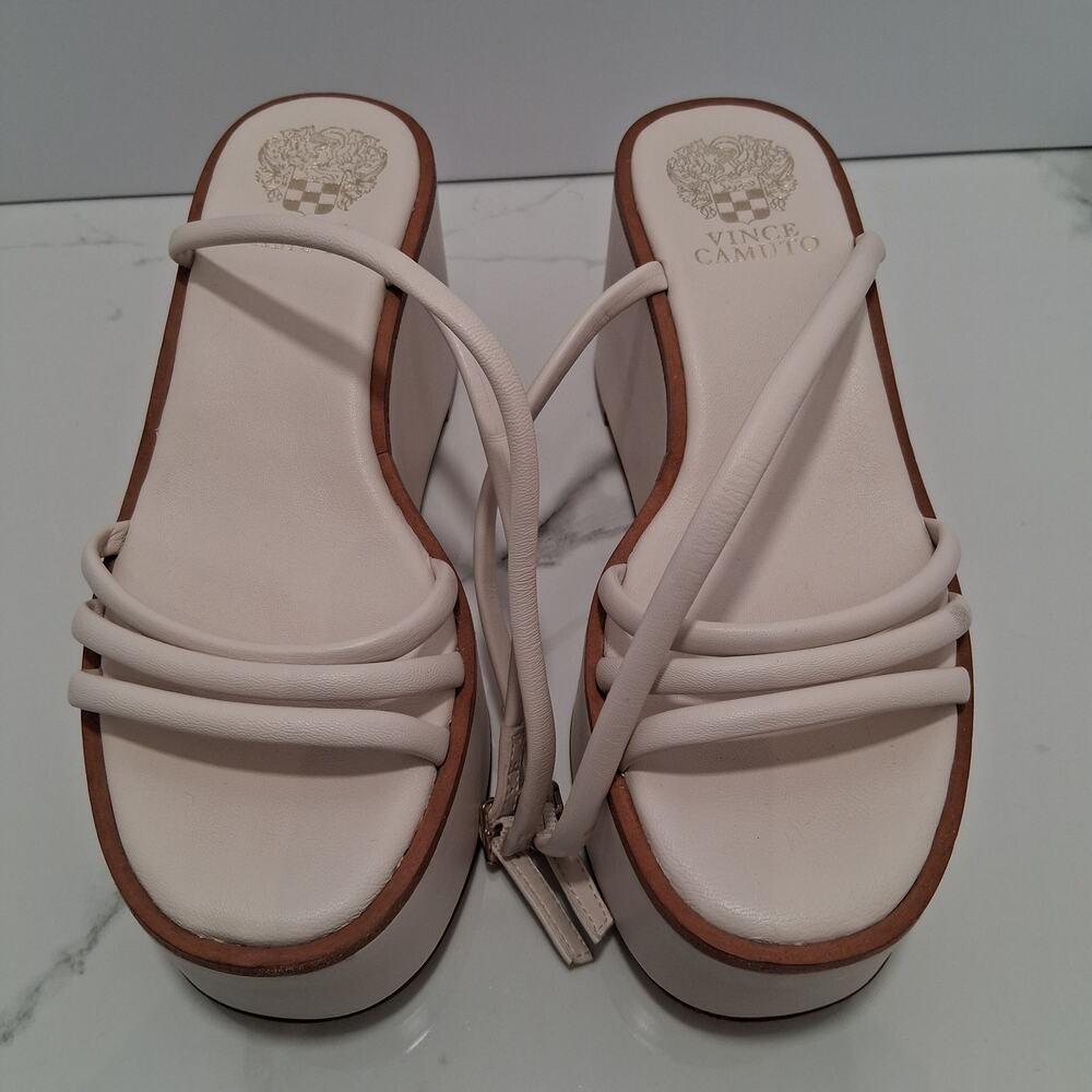 Vince Camuto Graceny Ankle Strap Platform Wedge Sandals Women White Size 6.5M